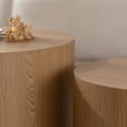 thumbnail image 5 of Nesting Round Coffee Table Set of 2 - Modern Natural Wood Accent Tables, 5 of 8