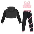 thumbnail image 4 of YONGHS Kids Girls Tracksuits 3 Pieces Sport Bras Vest Crop Tops with Athletic Leggings Active Set Pink 12, 4 of 5