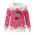 thumbnail image 4 of WEAIXIMIUNG Sweatshirts Grande Taille pour Femmes Mode Hiver Décontracté Rouge Verre Flocon de Neige Imprimé de Noël Col Rond Manches Longues Sweat à Capuche, 4 of 4