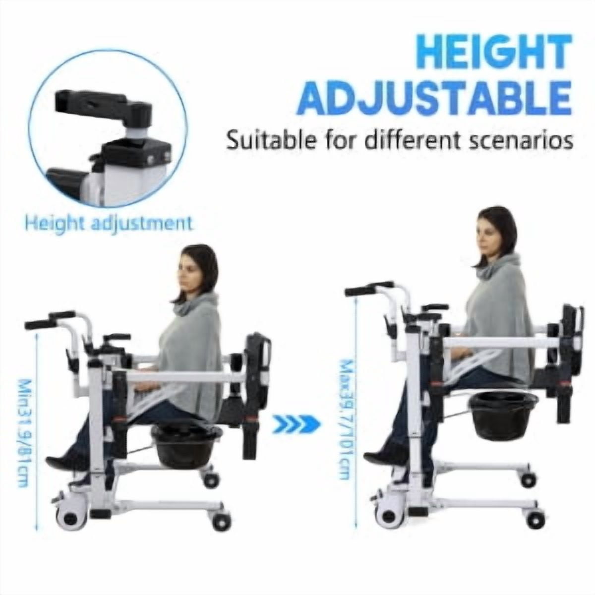 Patient Lift Transfer Chair, Home Bedside Commode Elderly Transport Chair, Wheelchair Lift for car, Toilets Seat Transfer Aid
