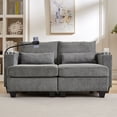 thumbnail image 4 of Harper & Bright Designs Loveseat Sofa Bed, Corduroy Sleeper Sofa with USB Ports, Convertible Chaise Lounge Indoor with Two Cup Holders, Phone Holder and Storage, Grey, 4 of 13