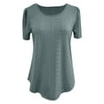thumbnail image 5 of DondPO Womens Tees Women's Round Neck Puffed Sleeve Hole Hollow Short Sleeve Casual T Shirt Top Plus Size Tops Cotton Tshirts for Women, 5 of 5