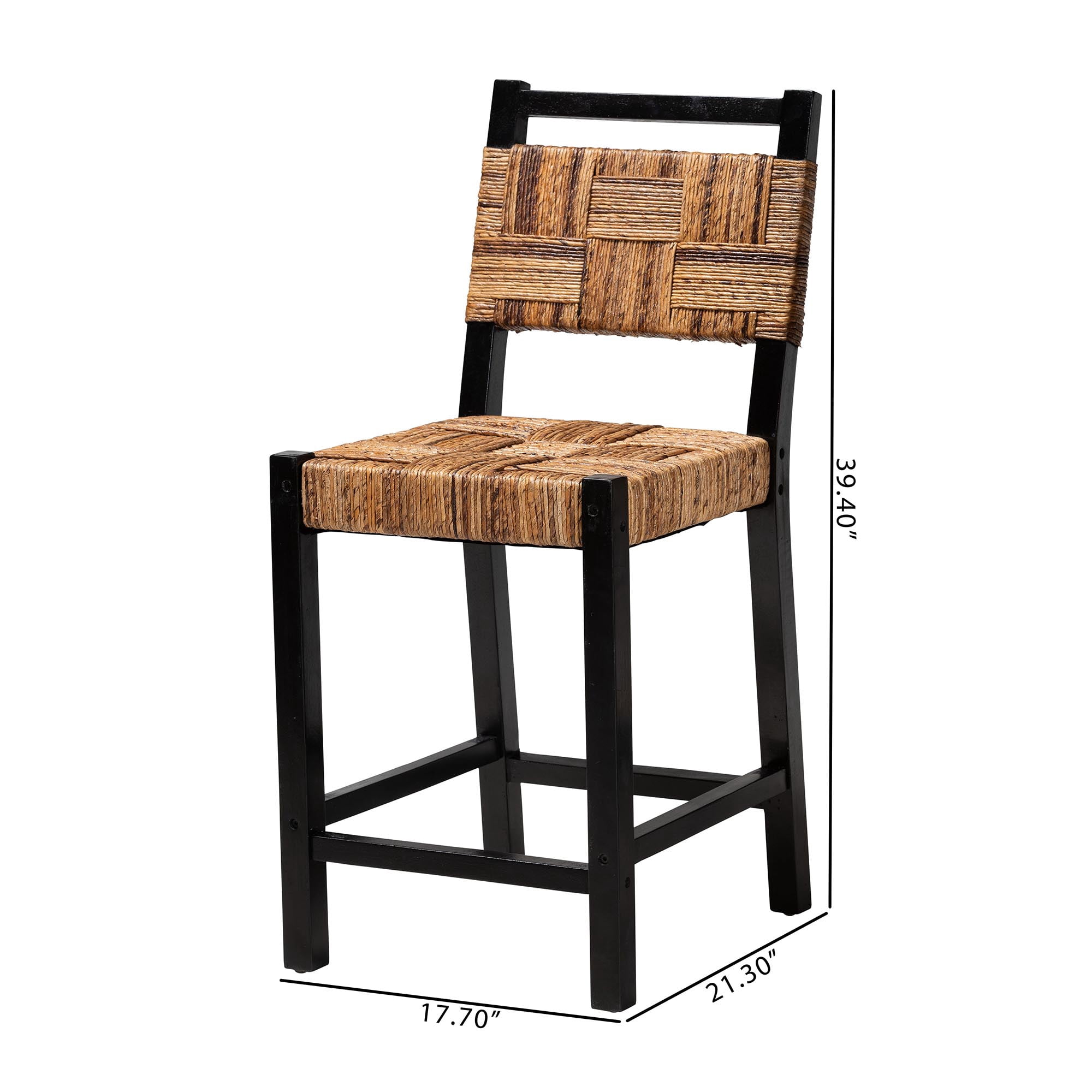 bali & pari Raniya Boho Counter Stool, 24" H, Natural Brown