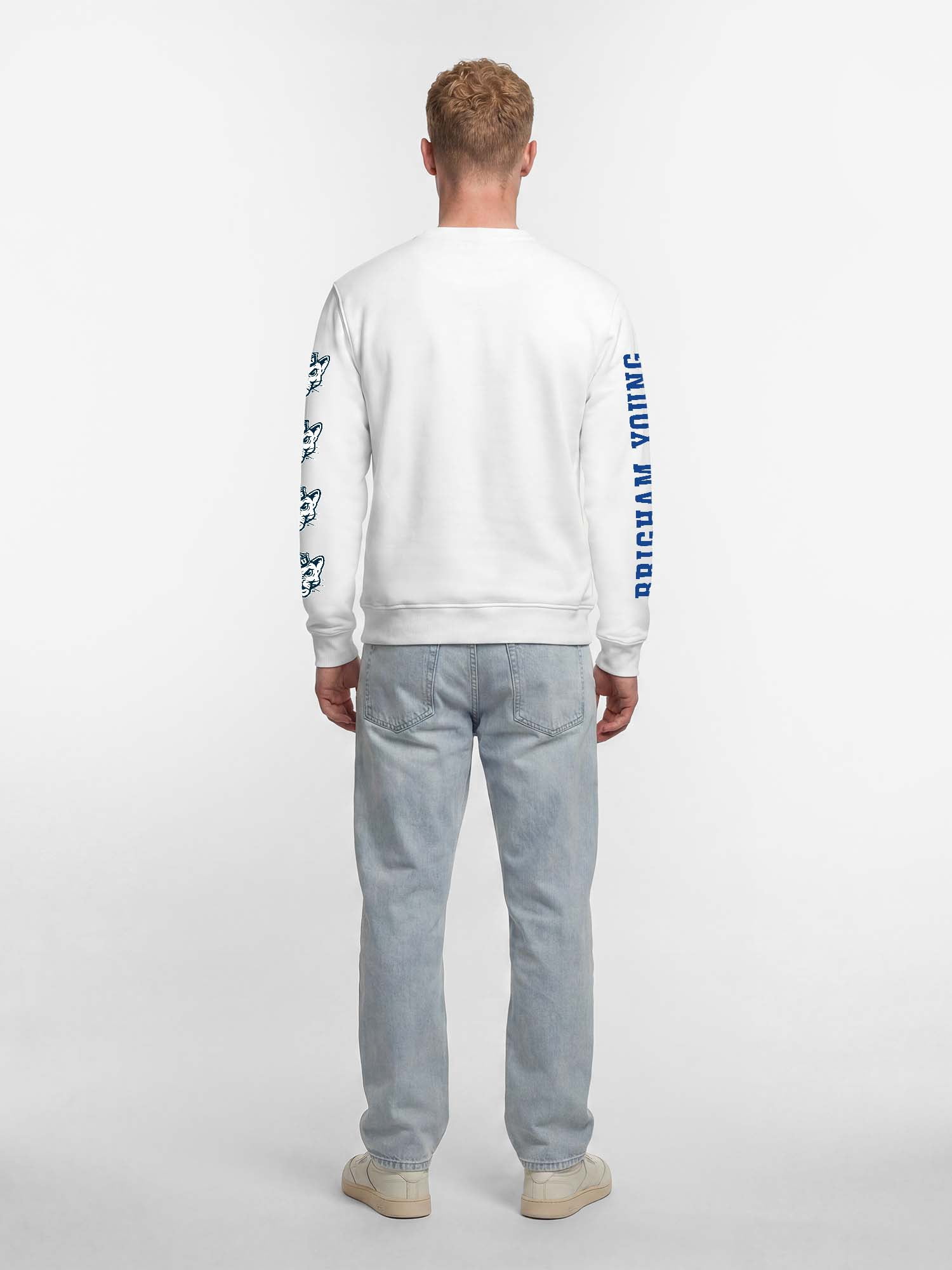 BYU Cougars Reebok Mens White Crew Sweatshirt