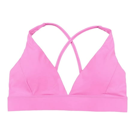 Zshosam Deep V Neck Sports Bras for Women Strap Padded Bra Sexy Wireless Yoga Bra(Pink S)