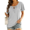 thumbnail image 3 of Aayomet Womens Shirts Casual Summer Short Sleeve High Low Loose T Shirt Basic Tees Tops for Women,Gray XL, 3 of 3