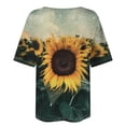 thumbnail image 4 of Spring Tops for Women Viikei Womens Tops Clearance Under $5 Women's Fashion Casual Plus Size Scenic Flowers Printing V-Neck T-Shirt Tops, 4 of 9
