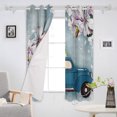 Blackout Room Darkening Curtains, Cute Blue Car and White Magnolia