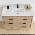 thumbnail image 5 of Pemberly Row 48" Natural Oak Single Bath Vanity w/ Fish Maw White Quartz Stone, 5 of 16