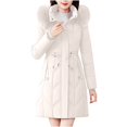 thumbnail image 3 of Winter Coats for Women Puffer Jacket Womens New Long Sleeve Hooded Solid Color Pocket Casual Top Coat, 3 of 4