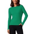thumbnail image 1 of Suéteres de manga larga con cuello barco para mujer INSPIRE CHIC, tops de punto casuales, talla XL, color verde, 1 of 6