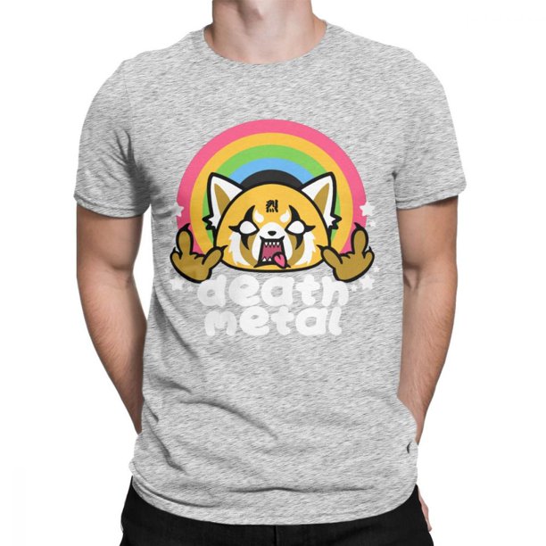 Camiseta de hard rock, death metal, aggretsuko, para hombre, camiseta agresiva de retsuko, divertida, de algodón, regalo de cumpleaños