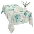 thumbnail image 2 of Teal Boho Table Cloth Waterproof Tablecloths, Vintage Pattern Ethnic Flower Tribal Leaf Tablecloth Dining Table Cover for Kitchen Party Tabletop Outdoor, Rectangle Tablecloth 54x108 Inch, 2 of 9