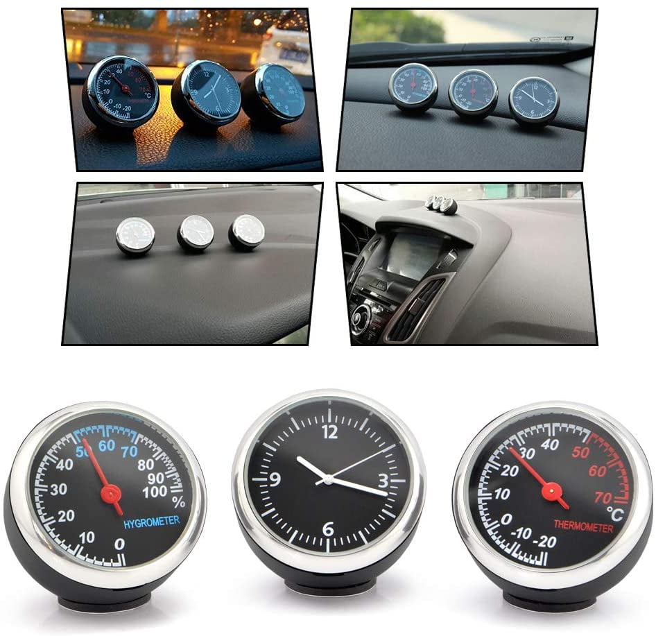 Walbest Auto Car Vehicle Thermometer Hygrometer Clock,Mini Small