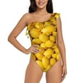 thumbnail image 2 of Yiaed Ripe Yellow Lemon Print Women One Piece Swimsuits Tummy Control One Shoulder Bathing Suits Pattern Ruffle Swimwear-X-Large, 2 of 8