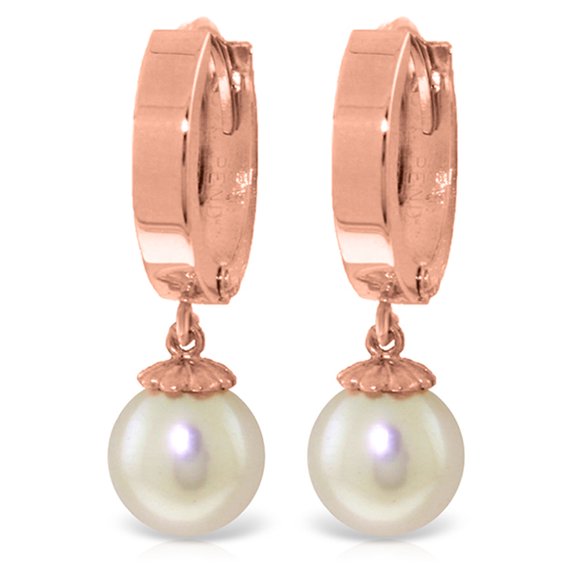 Galaxy Gold GG 14K Rose Gold 4.00 Carat Freshwater Pearl Huggie Earrings - June Birthstone - Balance & Intuition - Fine Jewelry for Women