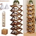 thumbnail image 1 of The 9-Tier No-Assembly Bamboo Rack, 2026 New Foldable Vertical Storage Organizer, Eco-Friendly, Durable, and Beautiful, No Installation Required, for Entryway Closet Dorm (Brown,7 Tier), 1 of 8