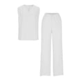 thumbnail image 6 of GiLiling Girls Linen 2 Piece Outfit Sleeveless V-Neck Top and Loose High Waisted Summer Pants Set (White, 3-4 Years), 6 of 7