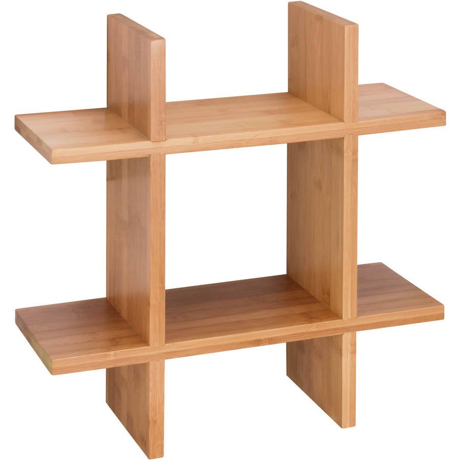 Honey Can Do GridShaped Bamboo Wall Shelf with 15lb Capacity, Brown