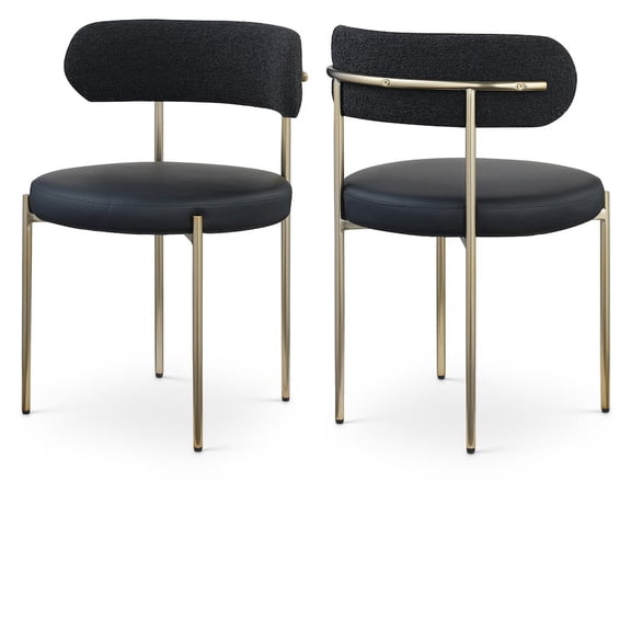 Meridian Furniture Beacon Black Vegan Leather and Boucle Dining Chair (Set of 2)