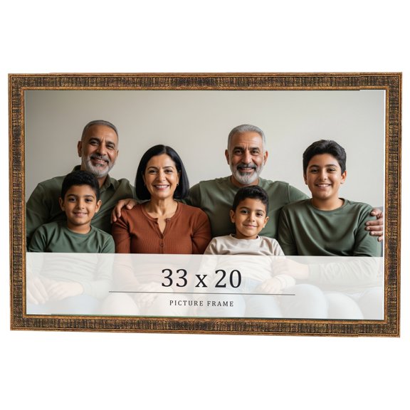 33x20 Frame Gold Kingsley Distressed Solid Wood Picture Frame Width 0.75 Inches | Interior Frame