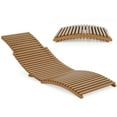 thumbnail image 1 of Gymax Chaise Longue Pliante d'Extérieur en Bois de Teck avec Aire de Repos Courbée pour le Bord de la Piscine, 1 of 7