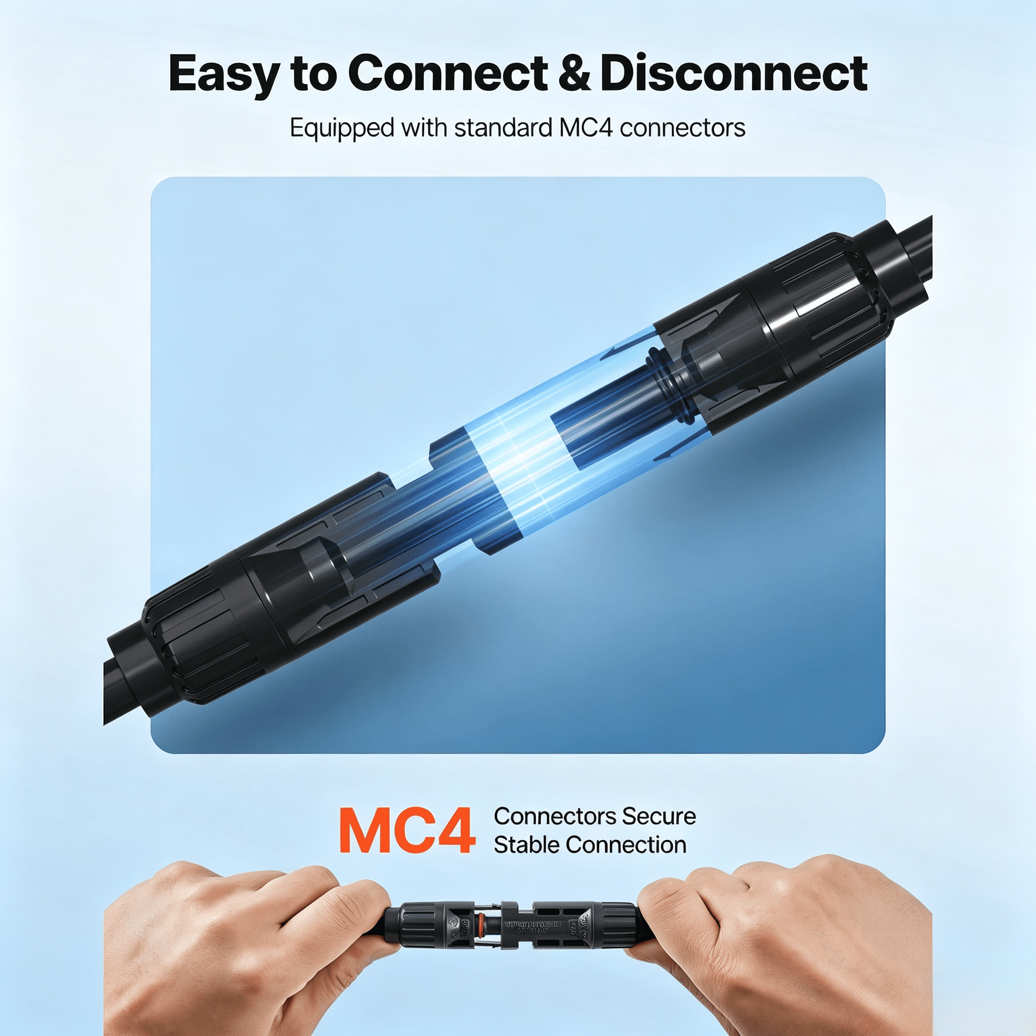 Solar Panel Extension Cable 30FT 10AWG MC4 Connectors TUV Certified IP67 Waterproof for Solar Systems