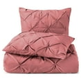 thumbnail image 6 of Nestl 3 Piece Pinch Pleated Pintuck Duvet Cover Set with Shams, Soft Microfiber,Button Closure Bedding Set, Full - Mauve, 6 of 9