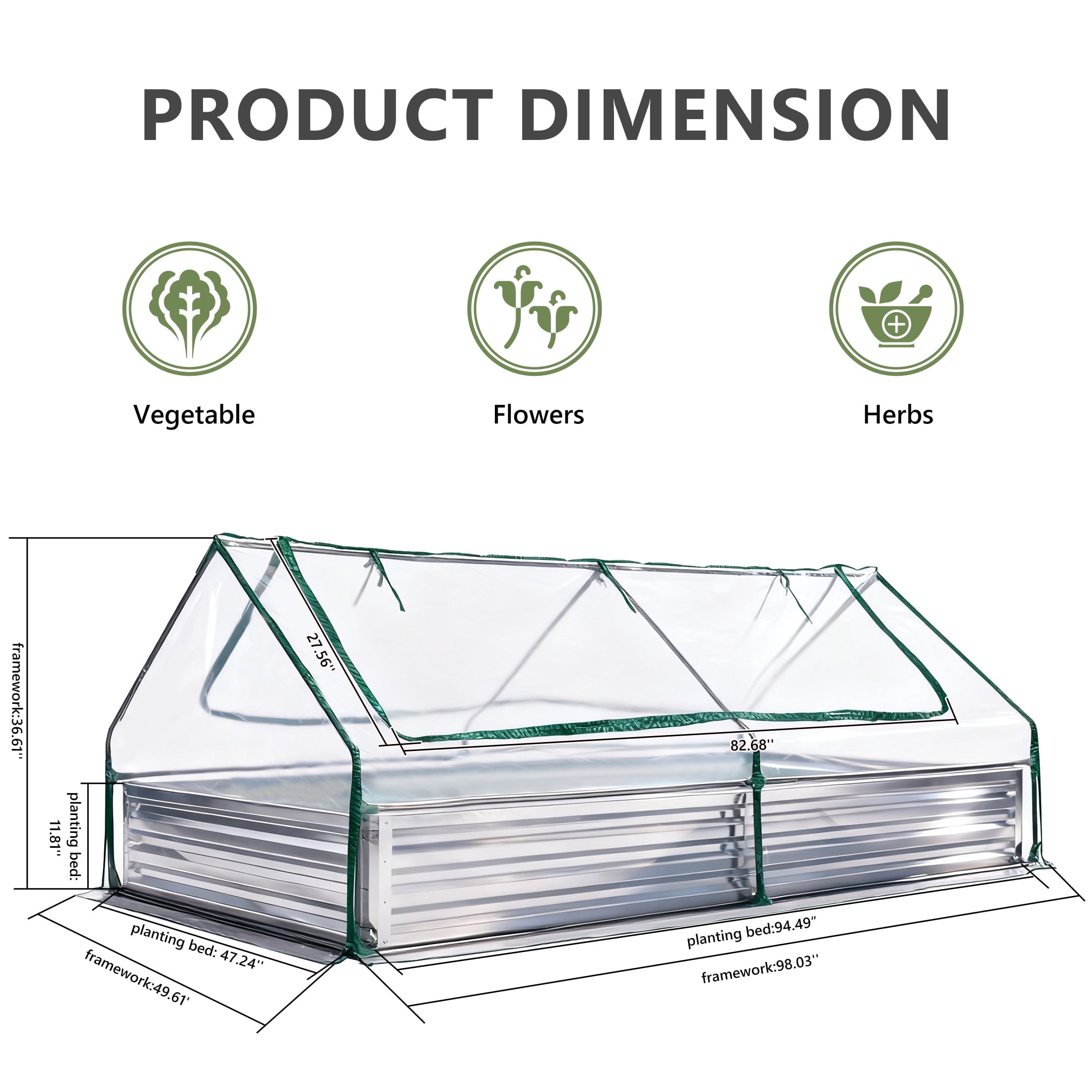 EDX 8 ft. x 4 ft. x 1 ft. Mini Greenhouse with 2 Zipper Doors & Water Resistant UV Protected ,for Flowers, vegetables and herbs ,Transparent