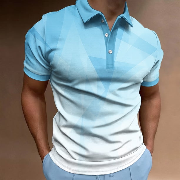 Blusa y camisa de manga corta con cuello vuelto para hombre, informal, estampada, de moda, de manga corta, con solapa, para hombre