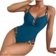 thumbnail image 1 of Traje de Baño de Ruffle de las Mujeres con Diseño Hueco de Bloqueo de Colores, Traje de Baño sin Espalda de Pieza Conservadora para la Playa, 1 of 5