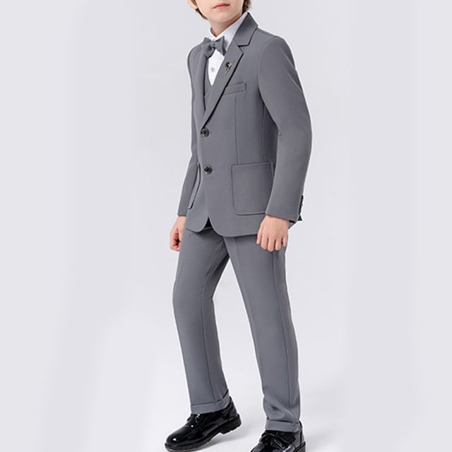 RXIRUCGD Ensemble de Chemise Sans Manches pour Enfants, Veste, Pantalon Long, Broche à Nouer, 6 Pcs, Col Rond (Gris, Taille : 150)