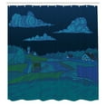 thumbnail image 2 of Ambesonne Scenic Summer Shower Curtain, Night Countryside Art, 69"Wx70"L, Blue Teal, 2 of 4