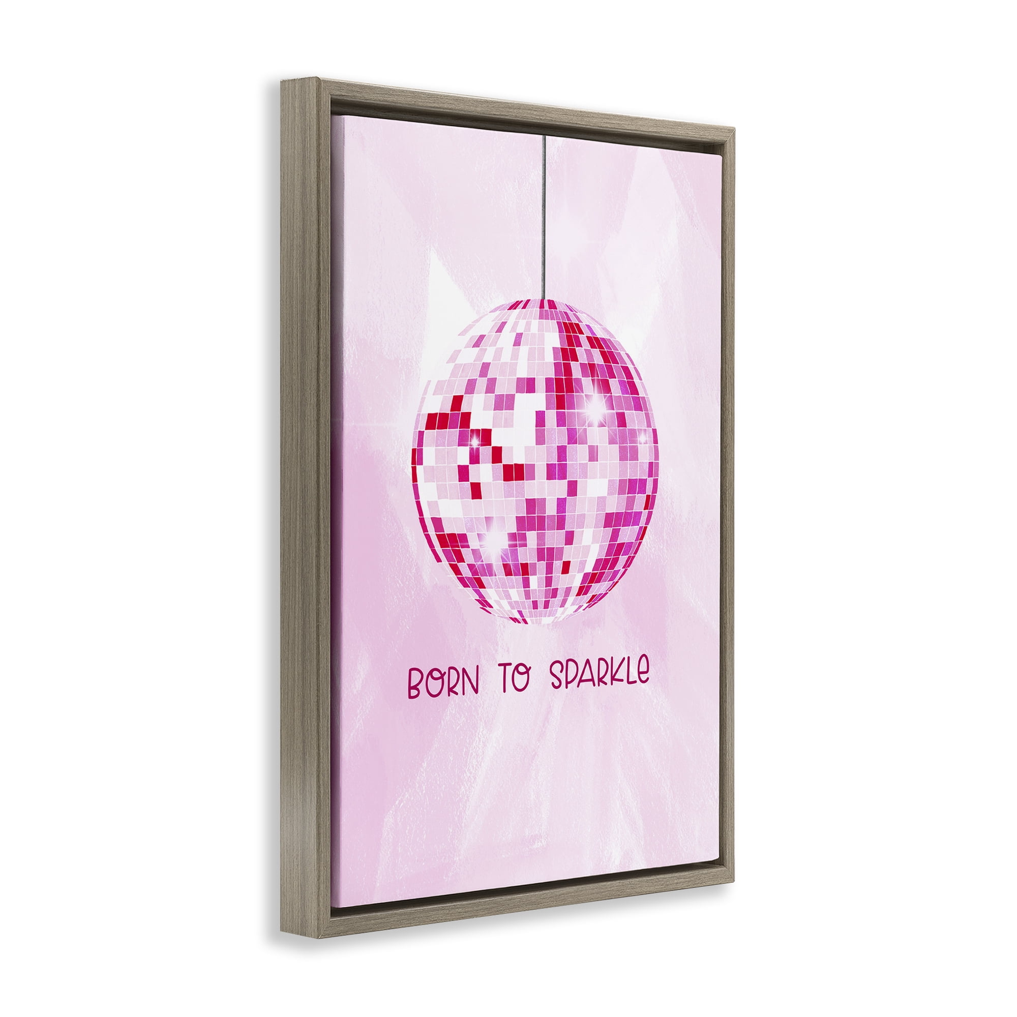 Stupell Industries Born To Sparkle Disco Typography Painting Brown Floater Framed Art Print Wall Art, 17 x 25