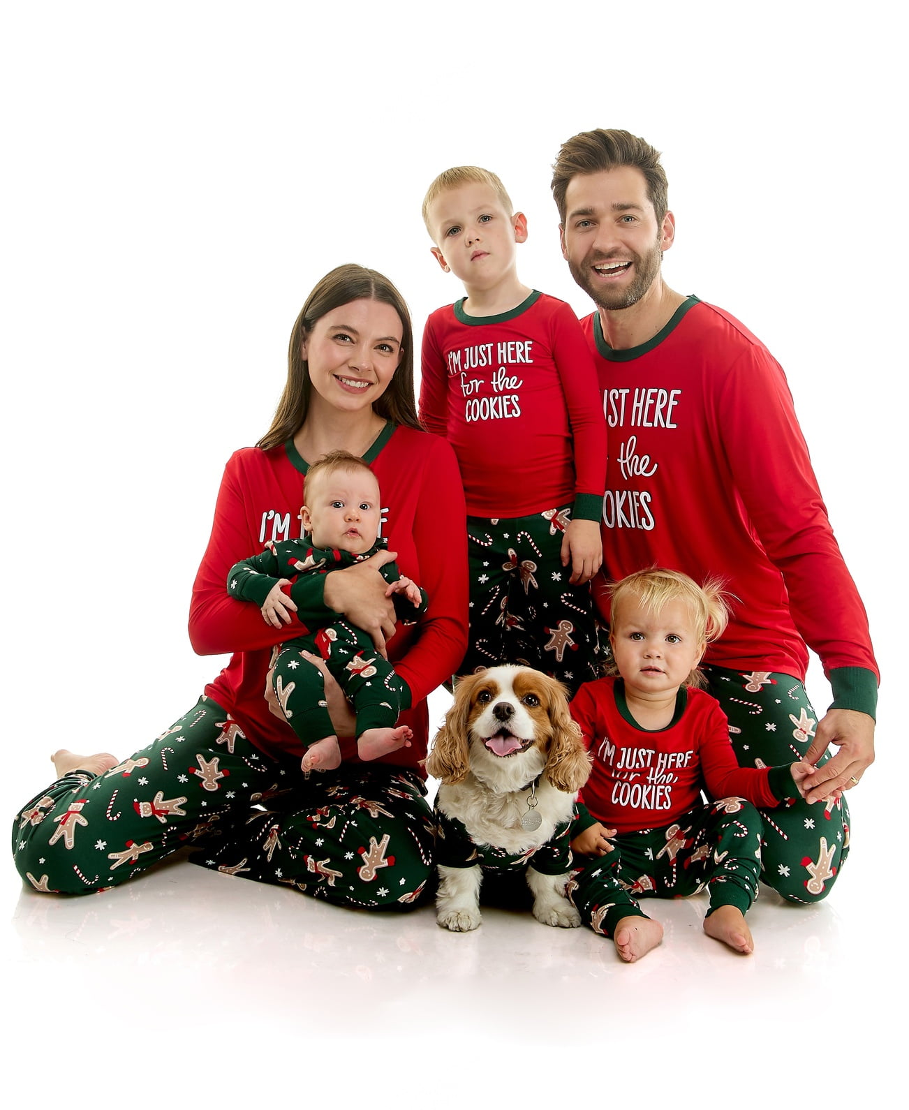 Holiday Time Kids Matching Family Pajamas Gingerbread Cookie Top and Pants Set, 2-Piece, Sizes 6-12