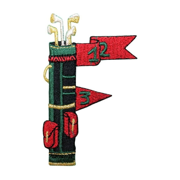 ID 1518 Golf Clubs Bag Patch Sports Equipment Flag Embroidered Iron On Applique