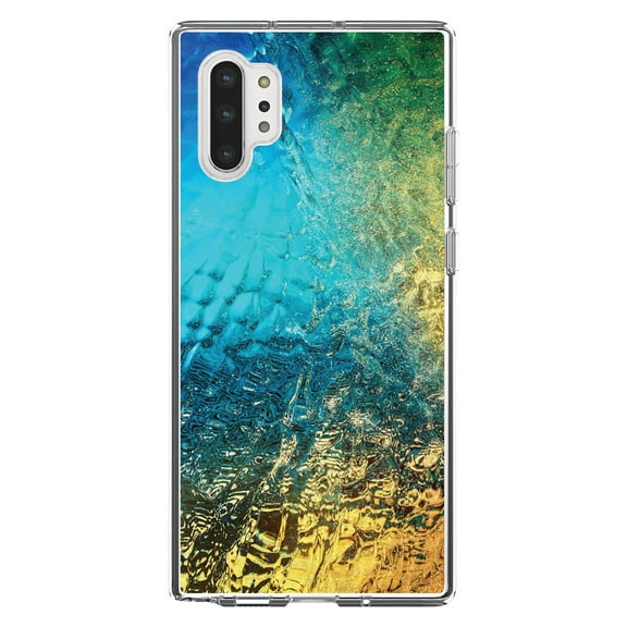 DistinctInk Clear Shockproof Hybrid Case for Galaxy Note 10 PLUS (6.8" Screen) - TPU Bumper, Acrylic Back, Tempered Glass Screen Protector - Colorful Rainbow Waterfall