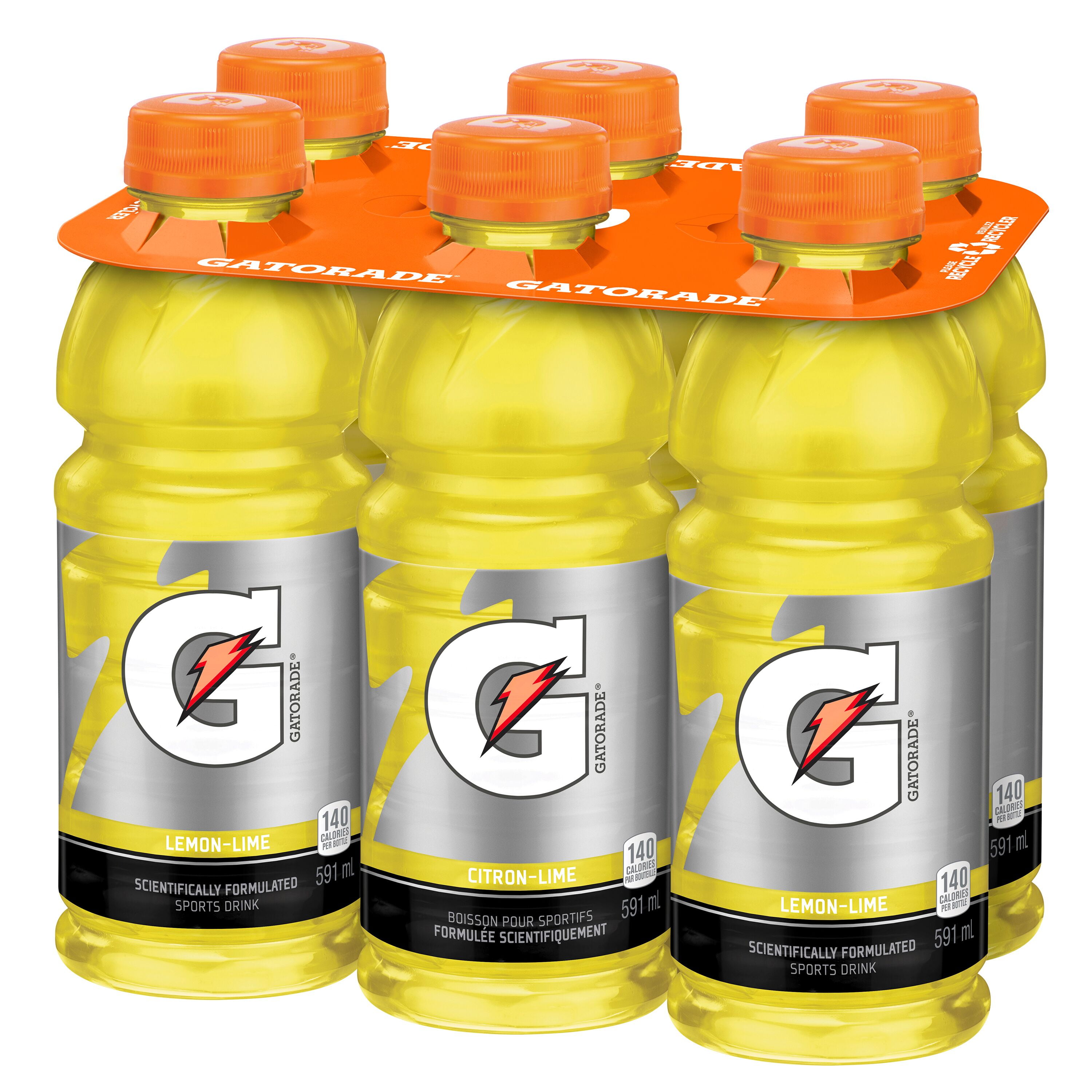 Gatorade Boisson Sportive Citron Vert 6 x 591 mL, Bouteilles 6x591mL