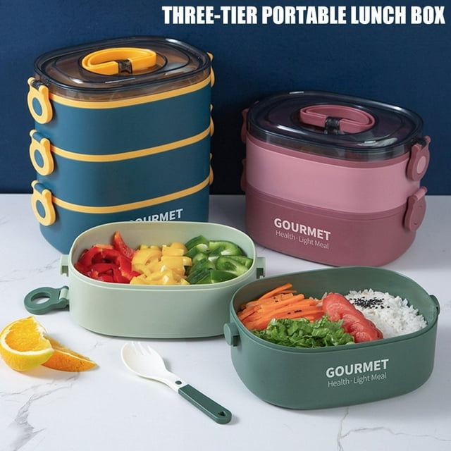 POINTERTECK Boîte à Lunch 2000ML Boîte à Bento Empilable à 3 Niveaux Boîte à Repas Étanche Étanche Micro-Ondes Coffre-Fort pour les Élèves Travailleurs Récipient Alimentaire pour le Camping Scolaire à Domicile