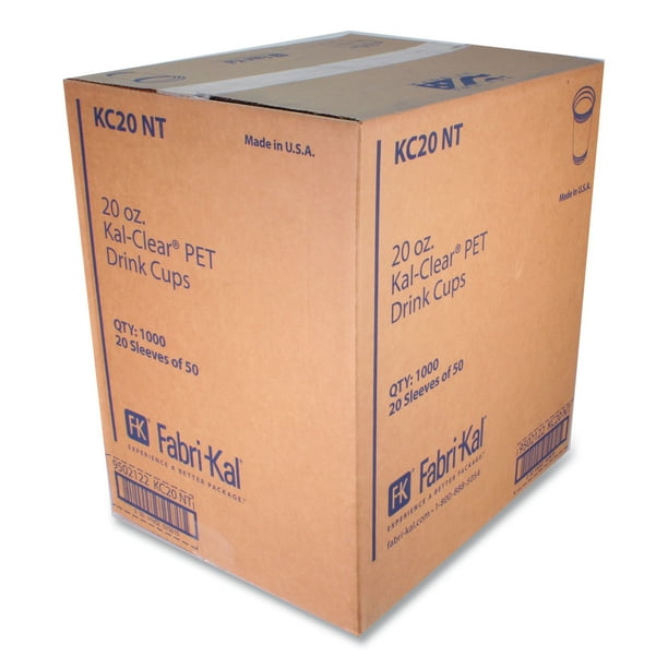 Kal-Clear PET Cold Drink Cups, 20 oz, Clear, 50/Bag, 20 Bags/Carton Kal-Clear PET Cold Drink Cups, 20 oz, Clear, 50/Bag, 20 Bags/Carton