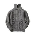 thumbnail image 2 of NaWent Boys Girls Sweater Fall Winter Full Pullover Stand-Up Collar Sweater Jacket Cable Cord Long Sleeve Knit Solid Color Warm Sweater Dark Gray 11 Years, 2 of 7