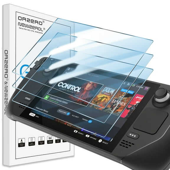 (3 Pack) Orzero Compatible for Steam Deck 2022 Screen Protector, Tempered Glass 2.5D Arc Edges 9 Hardness HD Bubble-Free (Lifetime Replacement)
