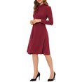thumbnail image 4 of INSPIRE CHIC Women's Wear to Work Tie Neck Knit Long Sleeve Midi Dress XS Red, 4 of 6