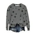 thumbnail image 4 of Gray Womens Sweatshirt Women's Star Print Hatless Sweatshirt Long Sleeve Fashion Top Sweatshirt Loose Pullover Top Fall Clothes for Women, 4 of 5