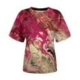 thumbnail image 5 of Dyegold Women's Summer Short Sleeve Tshirts Crew Neck Floral Printed Tunic Tees Trendy Casual Loose Plus Size Tops Blouse, 5 of 6
