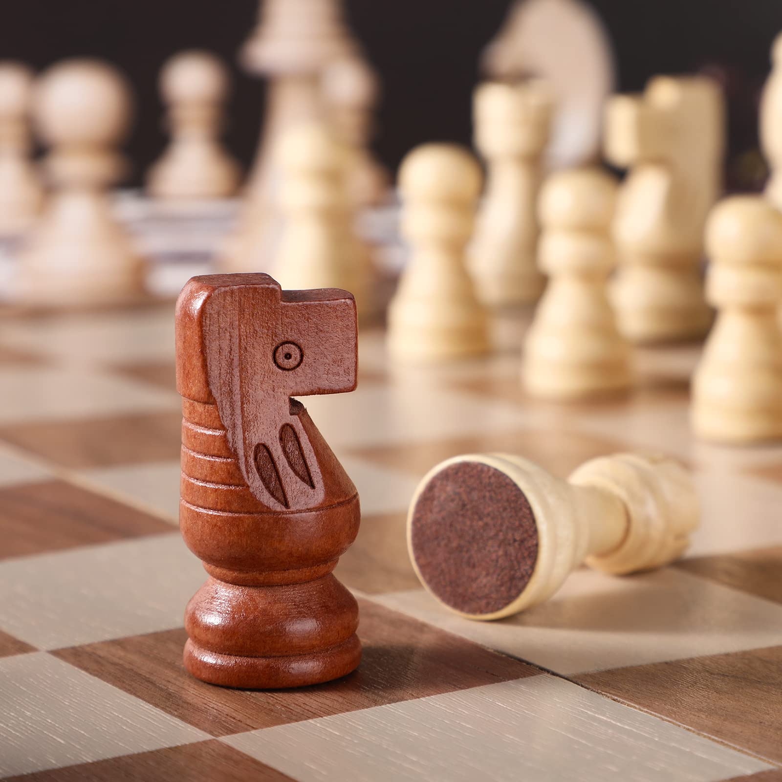 KiddiTouch Magnetic Wooden Chess Set, 15 Inch Folding Board photo 5