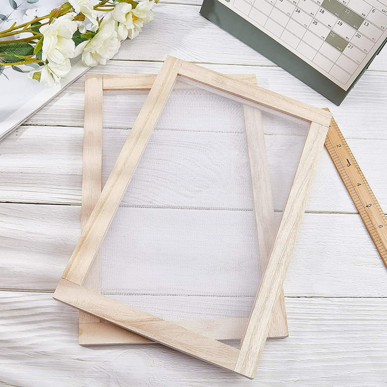 3pcs Wooden Paper Making Papermaking Mould Frame Screen Tools Rectangle  Screen Printing Frame for DIY Paper Handcraft Craft