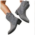 thumbnail image 4 of Tao Tao Ankle Boots Women Retro Western Cowboy Boots Patchwork Half Boots with Heel Half-high Comfortable Slip-On Shoes Half-high Winter Boots Gray 42, 4 of 8