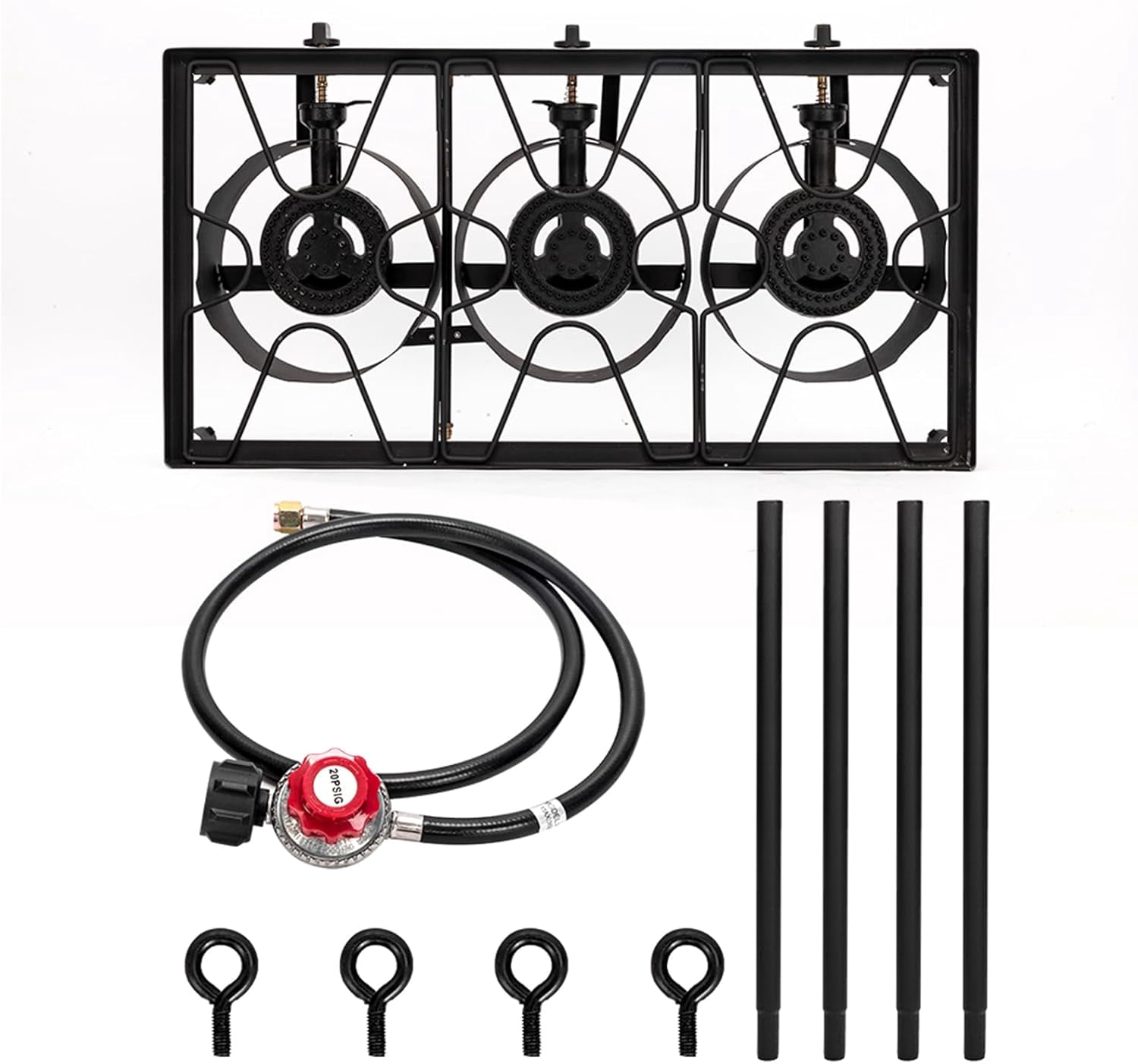 Outdoor Portable Propane Gas Stove with Heavy Duty Cast Iron Burner and Detachable Stand Legs for Camping