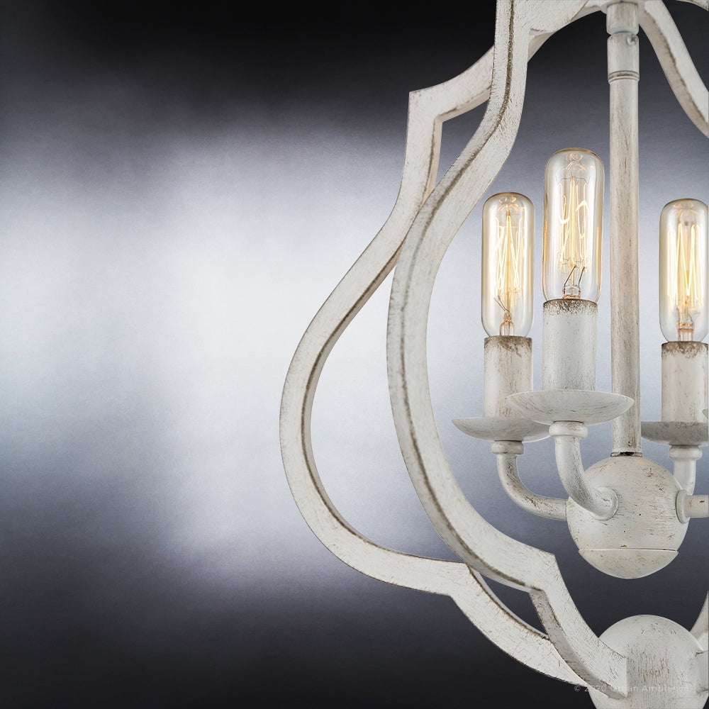 Luxury Art Deco Indoor Ceiling Light, 15.50''H x 15.00''W, with Moroccan Style Elements, Tudor Design, Burnished White Finish and Open Steel Frame, UQL4131